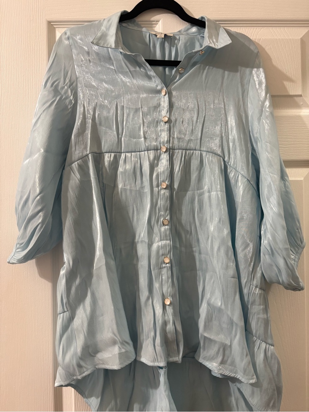 Umgee boutique Blue Shimmery Button-Front Tunic